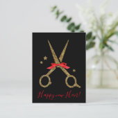 Gute neue Haare! - Goldene Glitzer-Frisur-Stylist- Postkarte (Stehend Vorderseite)