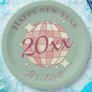 Gute Neujahrsfeier 2025-Jahr-Abend-Party-Dekor Pappteller