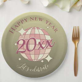 Gute Neujahrsfeier 2025-Jahr-Abend-Party-Dekor Pappteller