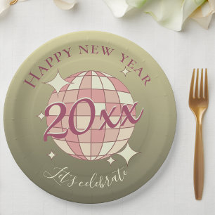 Gute Neujahrsfeier 2025-Jahr-Abend-Party-Dekor Pappteller
