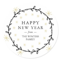 Gute Neujahrsgeschichte Laurel Wreath Gold Stars N