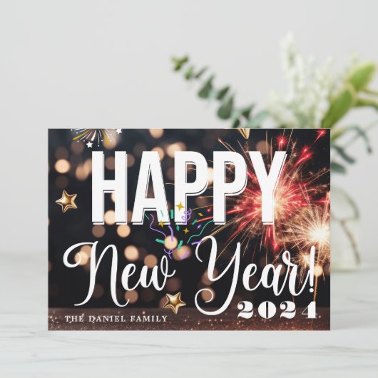 Gute Neujahrskarten Einladung (Stehend Vorderseite)