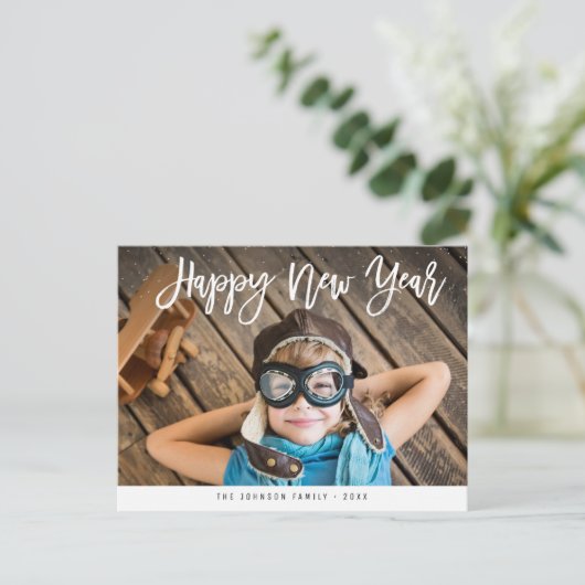 Gute Neujahrsschrift Postkarte (Stehend Vorderseite)