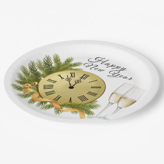 Gute Neujahrszeit Pappteller (Schrägansicht)