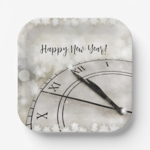 Gute Neujahrszeit um Mitternacht Pappteller
