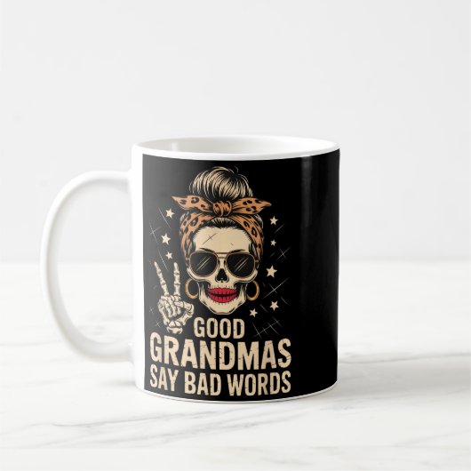 Gute Omas sagen böse Wörter Skelett Schädel Leopar Kaffeetasse (Links)