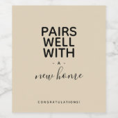 Gute Paare mit einer neuen Zuhause - Minimalistisc Weinetikett (Einzelnes Label)