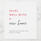 Gute Paare mit einer neuen Zuhause Weinetikett (Einzelnes Label)