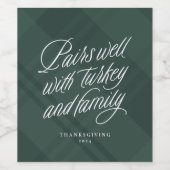 Gute Paare mit lustigen karierten Erntedank Weinetikett (Einzelnes Label)