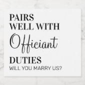 Gute Paare mit offizieller Hochzeitsbeamter Schaumweinetikett (Einzelnes Label)