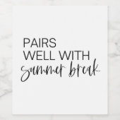 Gute Paare mit Sommer, Teacher Wine Label Weinetikett (Einzelnes Label)