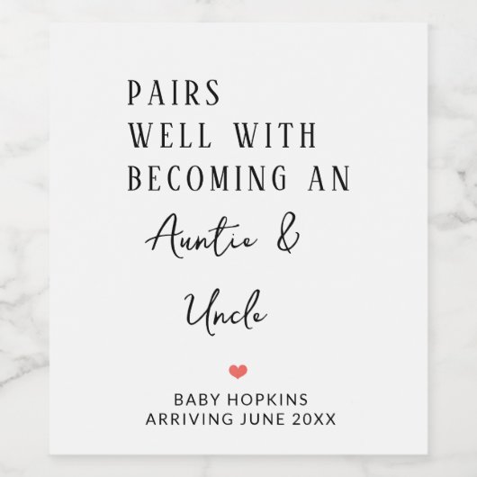 Gute Paare mit Tante und Onkel Weinetikett (Einzelnes Label)