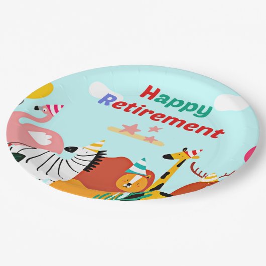 Gute Pensionierung. Lasst uns Party machen! Pappteller (Schrägansicht)