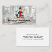 Gute Reinigung Lady mit ihrer Ausrüstung Visitenkarte (Vorne/Hinten)