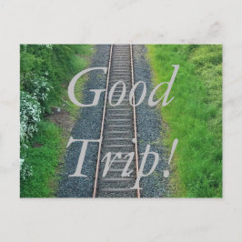Gute Reise! Gleisbahn in Naturlandschaft Postkarte