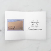 Gute Reise, verpackte Koffer, Strand-Thema Karte (Innenseite)