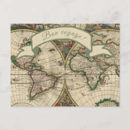 Gute Reise! Vintage Weltkarte Postkarte