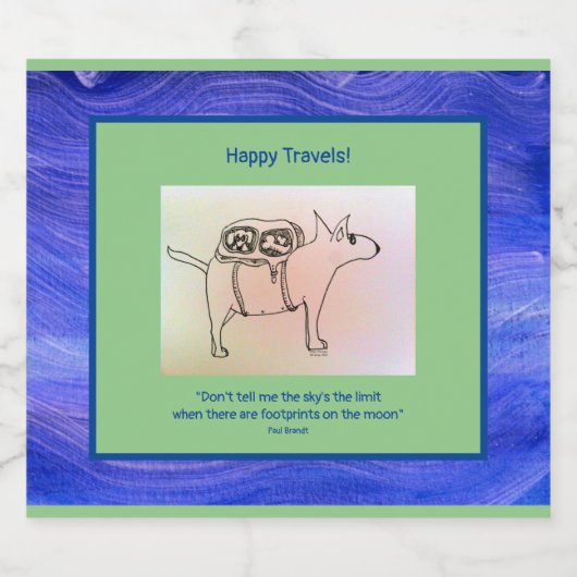 Gute Reisen! (mit Hunden) Schaumweinetikett (Einzelnes Label)