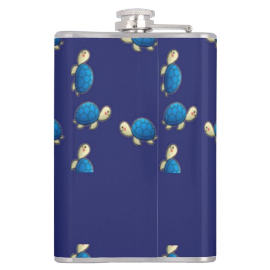 Gute Schildkröten auf blau Flachmann (Rückseite)