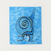 Gute Schnecke mit hellblauer Muschel Wandteppich (Vorderseite)