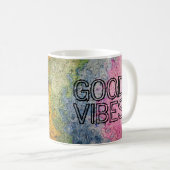 GUTE SCHWINGUNGEN glückliche Regenbogen-Farben Kaffeetasse (VorderseiteRechts)