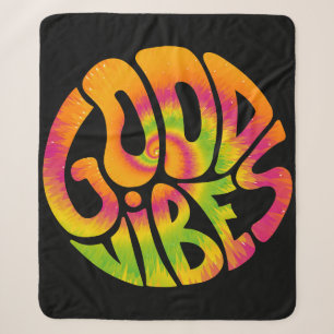 Gute Schwingungen Zitat. Tie Dye psychedelische su Sherpadecke