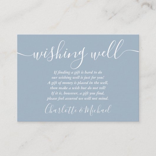 Gute Signatur Script Dusty Blue Wedding Begleitkarte (Vorderseite)