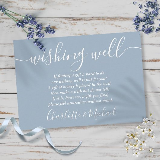 Gute Signatur Script Dusty Blue Wedding Begleitkarte