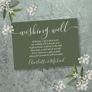 Gute Signatur-Skript Olive Green Wedding Begleitkarte