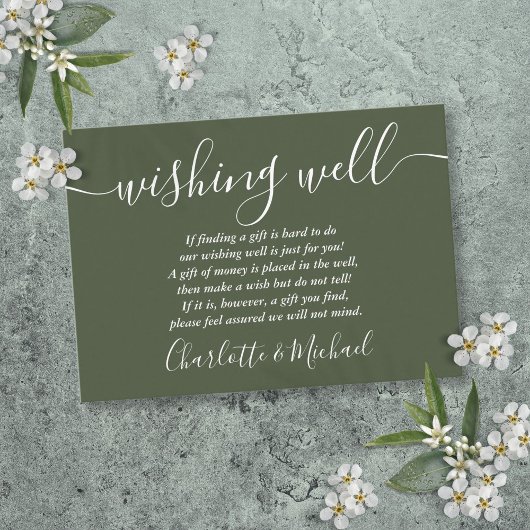 Gute Signatur-Skript Olive Green Wedding Begleitkarte