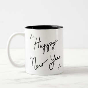 Gute Silvestertypografie, minimale Tinte Zweifarbige Tasse