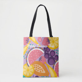 Gute Sommerzeit buntes Fruchtmuster lila Tasche