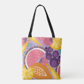 Gute Sommerzeit buntes Fruchtmuster lila Tasche (Rückseite)