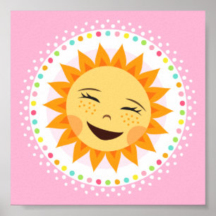 Gute Sonne mit bunten Polka Dot Wand Kunst