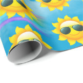 Gute Sonne mit Sonnenbrille und Regenbogen Geschenkpapier (Rolleneckpunkt)