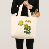 Gute Sonne und Sonnenblumen Jumbo Stoffbeutel (Vorderseite (Produkt))
