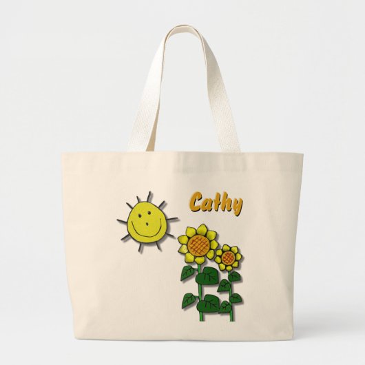 Gute Sonne und Sonnenblumen Jumbo Stoffbeutel (Vorne)