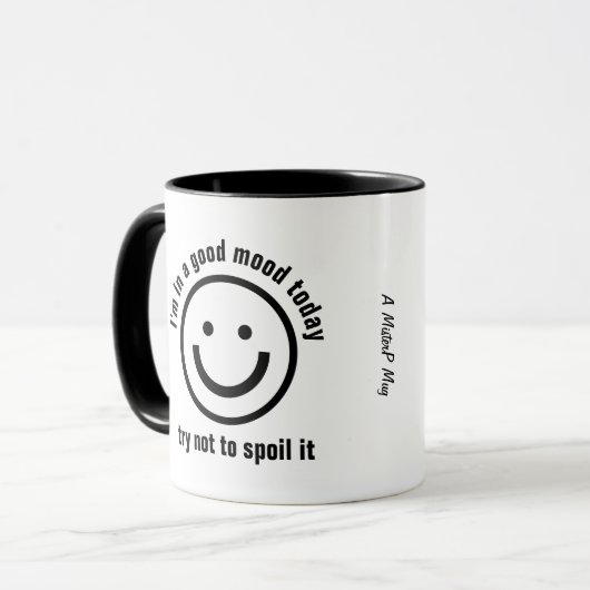 Gute Stimmung - Eine MisterP-Tasse Tasse (Vorderseite Links)