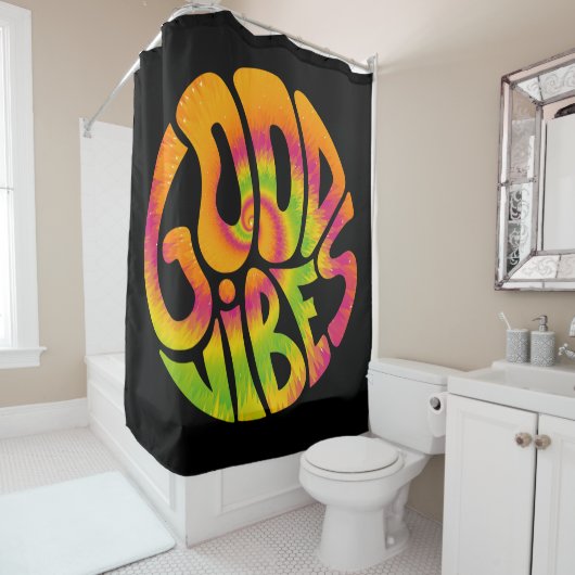 Gute Stimmung zitiert. Gefärbte Krawatte psychedel Duschvorhang (Beispiel)