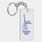 Gute Tage beginnen mit Gitarre spielen. Blau Schlüsselanhänger (Vorderseite links)