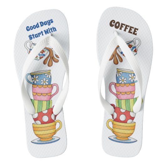 Gute Tage beginnen mit Kaffee Badesandalen (Fußbett)
