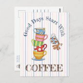 Gute Tage beginnen mit Kaffee Postkarte (Vorne/Hinten)