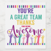 Gute Teamarbeit danke Mitarbeiter GIN oder Wein Weinetikett (Einzelnes Label)