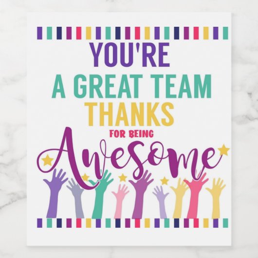 Gute Teamarbeit danke Mitarbeiter GIN oder Wein Weinetikett (Einzelnes Label)