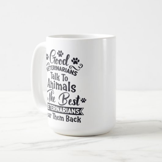 Gute Tierärzte sprechen mit Tieren Kaffeetasse (Vorderseite Links)