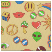 gute vibes alien groovy pop art 1970er stoff (Nahaufnahme)
