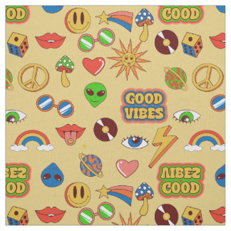gute vibes alien groovy pop art 1970er stoff