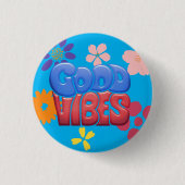 Gute Vibes-Blasen-Buchstaben u. Hippy Blumen Button (Vorderseite)