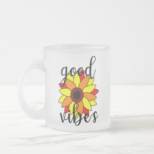 Gute Vibes Blume Mattglastasse (Links)