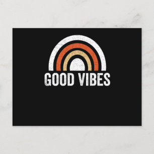 Gute Vibes, Cool vintage retro Regenbogen T-Shirt Postkarte